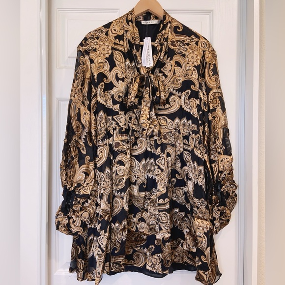 NWT $595 Alice Olivia Opal Paisley Balloon-Sleeve Tunic Minidress - Picture 6 of 8